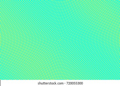 Blue and yellow dotted halftone vector background. Smooth gradient halftone pattern. Retro style halftone banner template. Vibrant neon dotted pattern. Abstract dotted backdrop. Pop art design