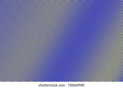 Blue and yellow dotted halftone vector background. Round gradient halftone pattern. Retro style halftone banner template. Aqua green dotted pattern. Abstract dotted backdrop. Pop art surface retro
