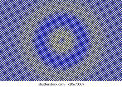 Blue and yellow dotted halftone vector background. Round gradient halftone pattern. Retro style halftone banner template. Aqua green dotted pattern. Abstract dotted backdrop. Pop art surface light