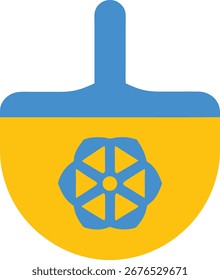 dreidel amarelo azul com padrão geométrico girando feriado de Chanucá