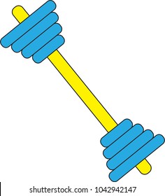 blue yellow dumbell
