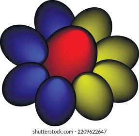 Flor de huevo azul y amarillo