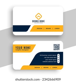 Blue and yellow elegant visiting card template vector