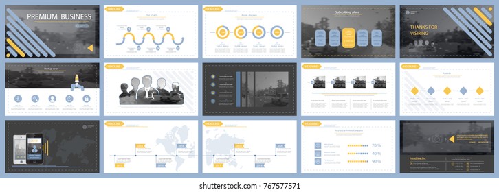 
Blue, yellow, elements of presentation templates, white background. Slide set.Region infographic. Business presentations, corporate reporting, marketing, advertising, annual report, leaflets, banner