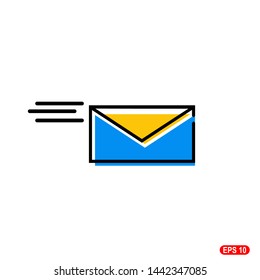 Blue and yellow envelope icon, can be interpreted as messages sent. Vector Illustration