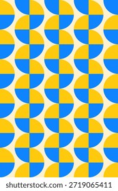 Modelo inconsútil geométrico retro esencial azul y amarillo en la Ilustración vectorial de fondo beige