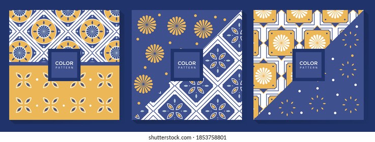 Patrón étnico azul y amarillo