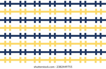 blue and yellow fence repeat strip on White background, seamless patter design for fabric printing or wallpaper or backdrop or t-shirt print screening, H letter