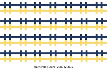 blue and yellow fence repeat strip on White background, seamless patter design for fabric printing or wallpaper or backdrop or t-shirt print screening, H letter
