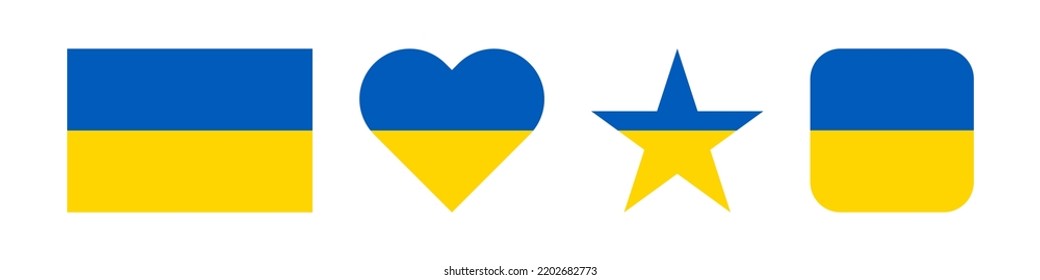 Blue and yellow flag Ukraine on white background. Set of flag Ukraine vector.