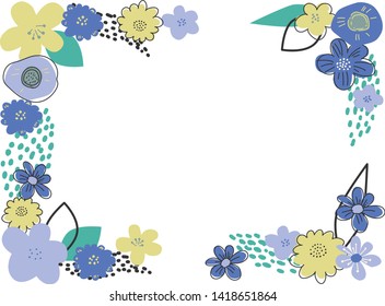 blue and yellow flower frame 
