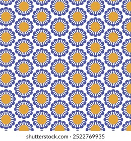 Fondo de diseño de patrón de flores azul y amarillo