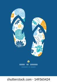 Blue and yellow flower silhouettes flip flops decor pattern background