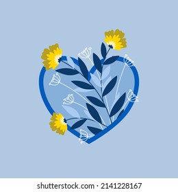 Blumen und Gelbe Blumen für die Ukraine. Blumen statt Krieg und Bomben. Hoffnung und Unterstützung für die Ukraine. Hör auf mit dem Krieg. Gebet für Frieden.