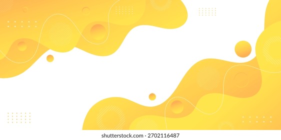 Fundo abstrato fluido azul e amarelo com formas de fluxo curvas.