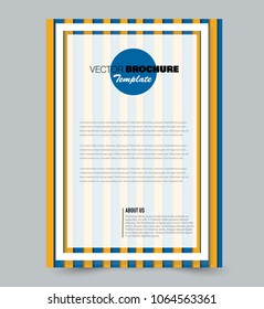 Blue and yellow flyer design template. Tech style background. Brochure for business, education, presentation, advertisement. Corporate identity concept. Editable vector illustration. 