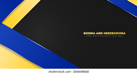 Resumen geométrico azul y amarillo sobre el diseño de fondo negro. Plantilla del día de la independencia de Bosnia y Herzegovina. También una buena plantilla para el diseño del día nacional bosnia y herzegovina.