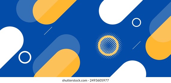 Blue and yellow geometric abstract shape background with element style template design