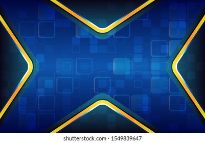 Blue and yellow geometric background. Modern futuristic design. Bright squares structure background.