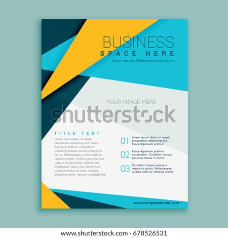 blue yellow geometric brochure flyer design stock vector royalty
