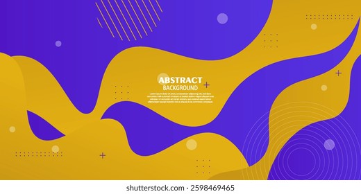Blue and yellow geometric business banner design. Creative banner design with wave and line shape as template. Simple horizontal banner. Vector Eps10
