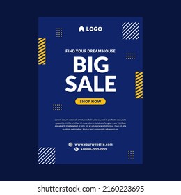 Blue and Yellow Geometric Discount Sale Poster Template Design