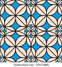 blue and yellow geometric seamless pattern with round shapes