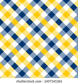 Patrón de Gingham azul y amarillo. Textura de rhombus/cuadrados para - manteles, ropa, pantalones, vestidos, papel, ropa de cama, mantas, edredones y otros productos textiles. Ilustración del vector EPS 1