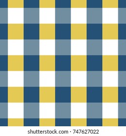 Blue and Yellow Gingham pattern. Textured Seamless Tablecloth 