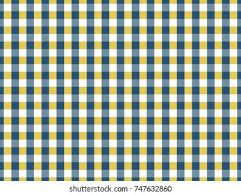 Blue and Yellow Gingham pattern. Textured Seamless Tablecloth 