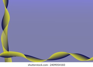 Blue and yellow gradient ribbons decorating blue background edges making a design for presentations, posters, banners, flyers, book covers, fabrics, invitations 
