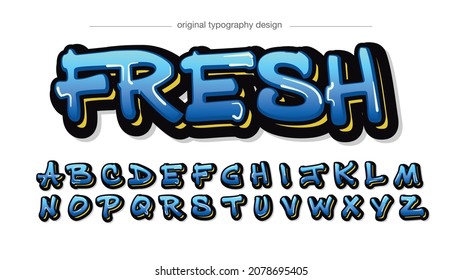 blue and yellow graffiti bold artistic font