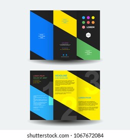 Blue, yellow and green brochure design, brochure template, creative tri-fold, trend brochure
