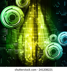 blue yellow green Light Abstract Technology background for computer graphic website and internet, circuit board.