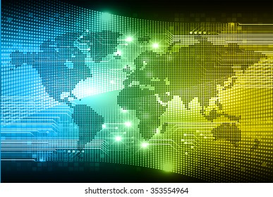 blue yellow green Light Abstract Technology background for computer graphic website internet and business.circuit.vector illustration.infographics. motion move.neon. pixel, Padlock, World Map, Global