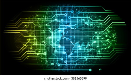 Blue Yellow Green Light Abstract Technology Background For Computer Graphic Website Internet And Business.circuit.illustration.digital.infographics.binary Code. Www.vector.motion Move Blur. World Map