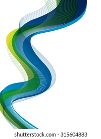 Blue yellow green vertical waves background.