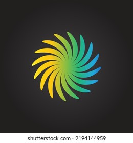 Blue yellow green vortex swirl flower pattern