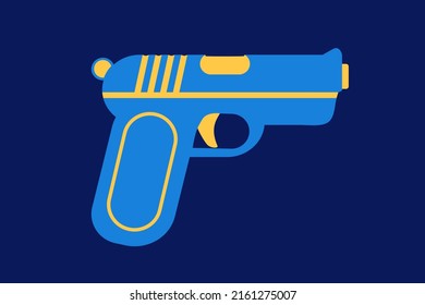 Symbol für blaue und gelbe Pistole, Vektorgrafik