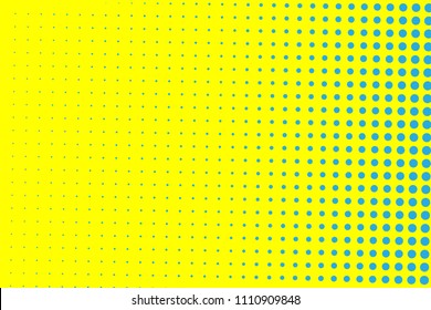 Blue- yellow halftone background. Digital gradient. Abstract backdrop with circles, point, dots. Dotted pattern. Futuristic panel Vector illustration
