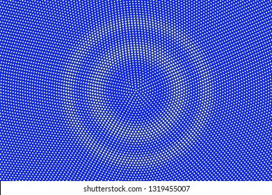 Blue yellow halftone vector background. Concentrated halftone texture. Round dotwork gradient. Vibrant dotted vector background. Colorful halftone overlay. Vintage cartoon effect. Perforated texture