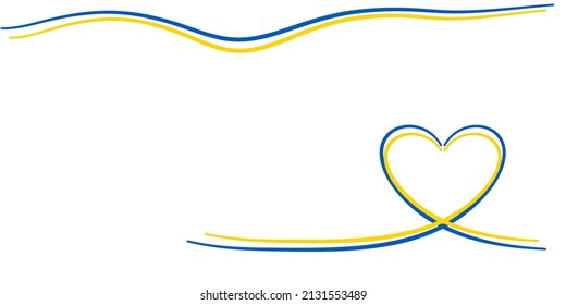 Blue and yellow heart - Ukraine flag colors. White background with space for text. Support for Ukraine. Stop war in Ukraine. Care, love and charity symbol. Pray for Ukraine. Say NO to war.