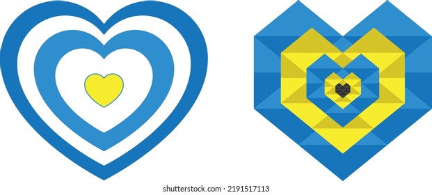 Icono del vector del corazón amarillo azul
