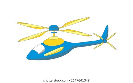 Ilustração de vetor de helicóptero azul e amarelo