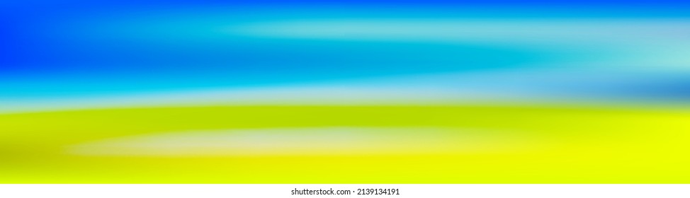 Blue And Yellow Horizontal Gradient Linkedin Banner, Facebook Cover, Instagram Icon, Ukrainian Flag Colors, Soft, 3d, Vector Background, Webinar Announcement, Space For Text, Ad Backdrop, Glow Strokes