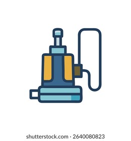 Blue and Yellow Hydraulic Pump on White Background Illustration