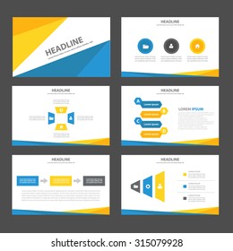 Blue And Yellow Infographic Elements Presentation Template Flat Design Set For Brochure Flyer Leaflet