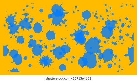 blue and yellow ink splash background with abstract pattern.
