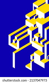 Abstrakter blauer und gelber isometrischer Hintergrund