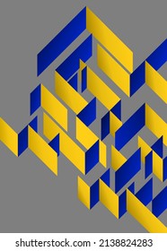 Blue and yellow isometrical background pattern